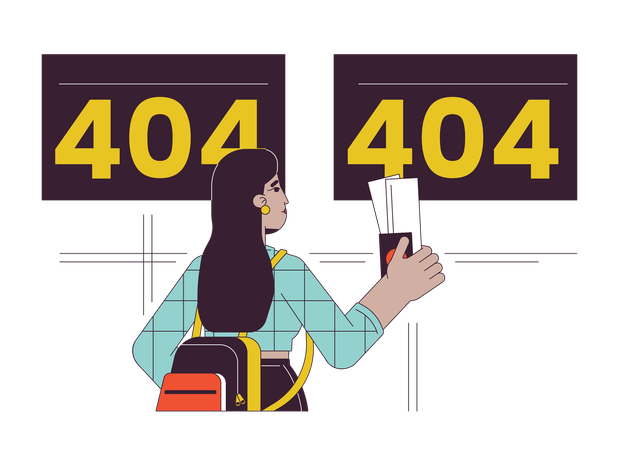 Airport departure cancelled flights error 404  Illustration