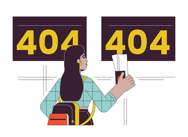 Airport departure cancelled flights error 404  Illustration