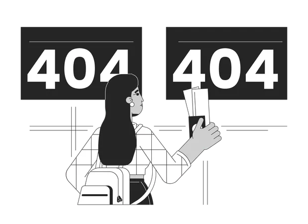 Airport departure cancelled flights error 404  Illustration