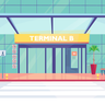 free empty airport entrance illustrations