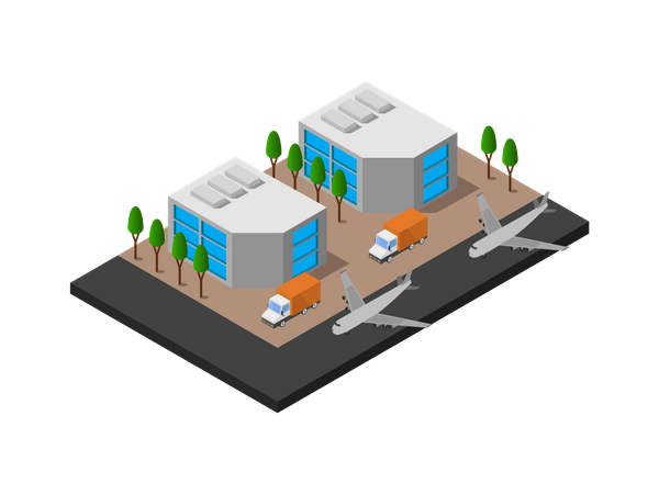 Airport logistics transportation  イラスト