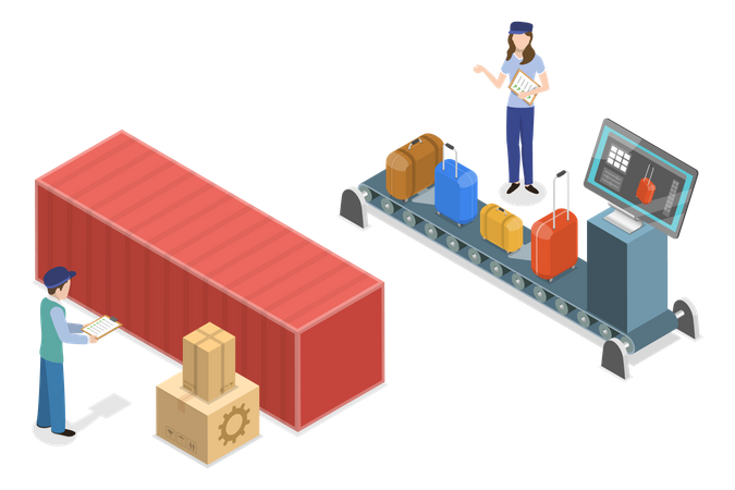 Airport Luggage Check Illustration