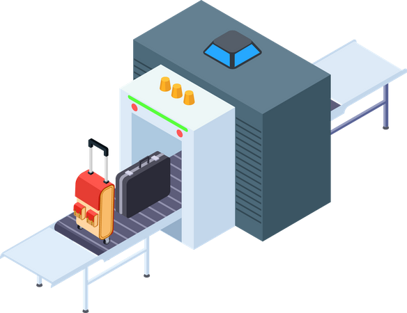 Airport luggage scanner  イラスト