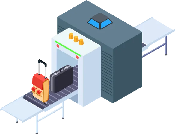 Airport luggage scanner  イラスト