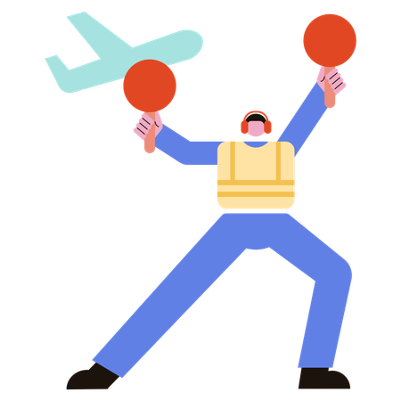 Airport Marshaller  Illustration