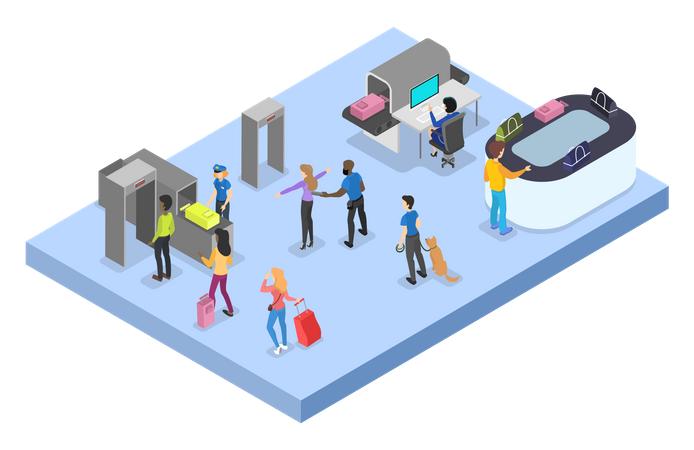 Airport passenger security check room  Illustration