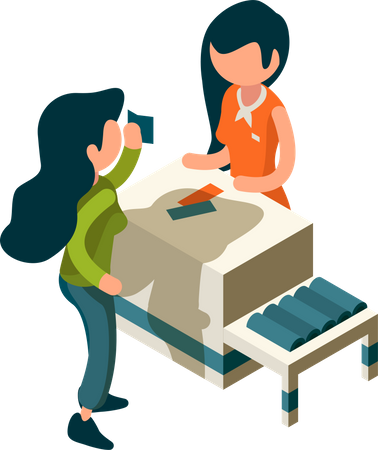 Airport passport checking Illustration