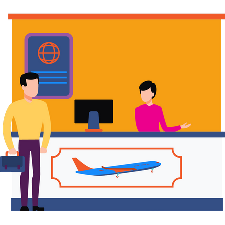 Airport receptionist talking to customer  Illustration