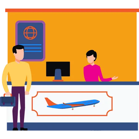 Airport receptionist talking to customer  Illustration