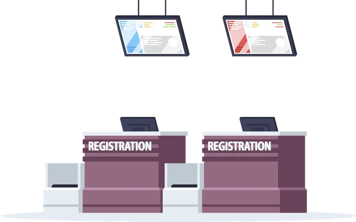 Airport registration counter Illustration