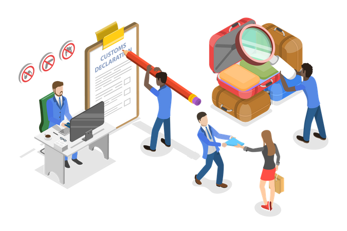 Airport Security Checkpoint Illustration