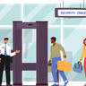 illustrations for airport security conveyor belt