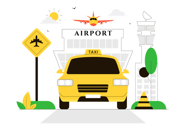 Airport Taxi cab service  Illustration
