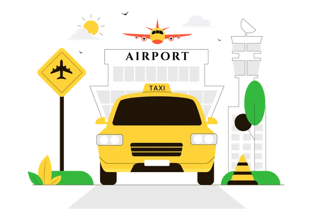 Airport Taxi cab service  Illustration