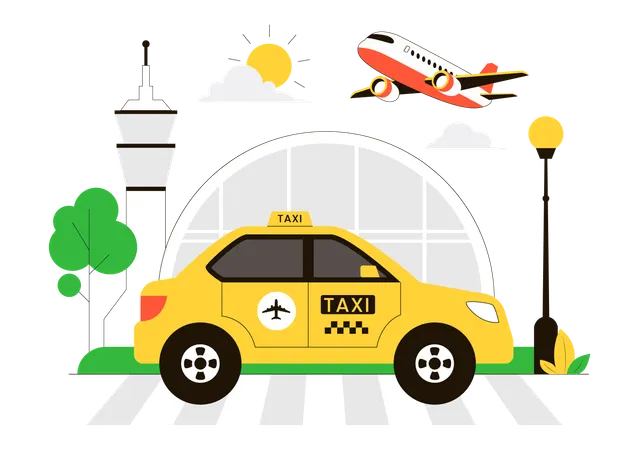 Airport Taxi Service  Illustration