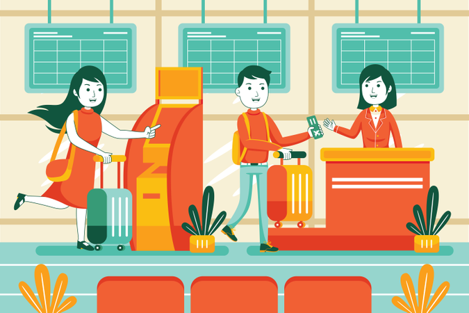 Airport ticket counter Illustration