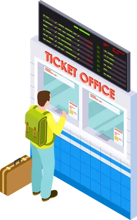Airport ticket office  イラスト