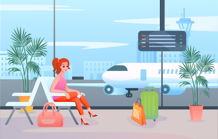 Airport waiting area  Illustration
