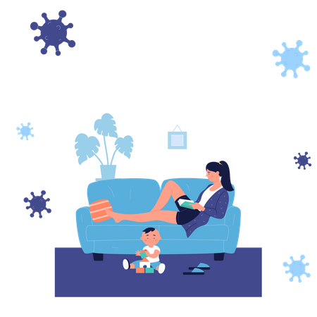Aislamiento en casa  Ilustración