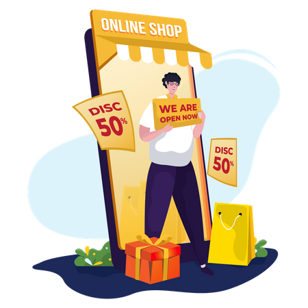 Aktion zur Onlineshop-Eröffnung  Illustration