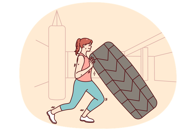 Aktive Frau trainiert im Fitnessstudio  Illustration