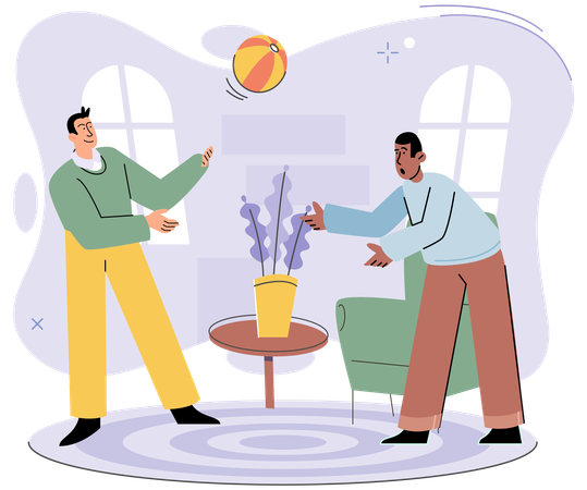 Aktive Sportler spielen gemeinsam drinnen Spiele  Illustration