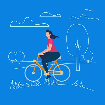 Aktives stilvolles Mädchen genießt Fahrradtour unter freiem Himmel  Illustration