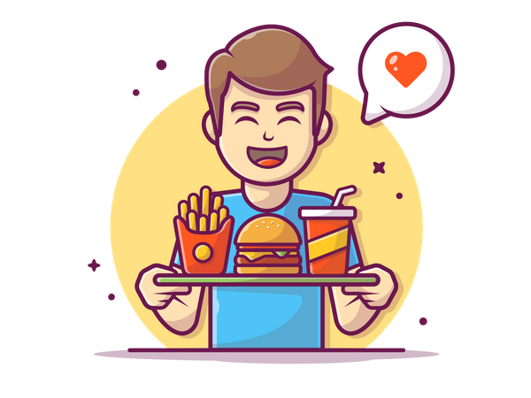 Al chico le gusta la hamburguesa  Ilustración