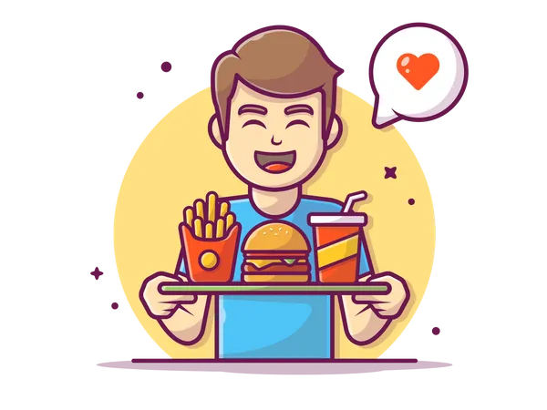 Al chico le gusta la hamburguesa  Ilustración