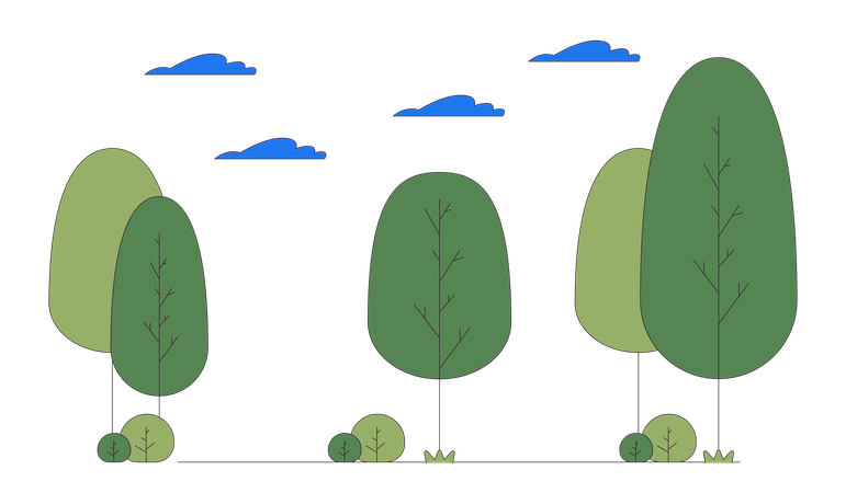 Alberi e cespugli nel parco  Illustration