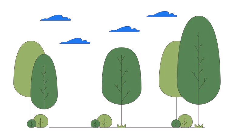 Alberi e cespugli nel parco  Illustration