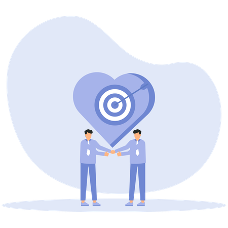 Alcançando a meta do relacionamento e o sucesso no amor  Ilustração