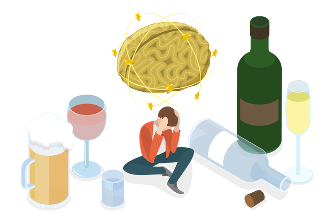 Alcohol Addiction Problem  Illustration