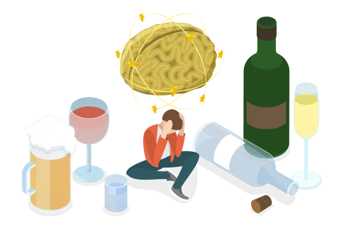Alcohol Addiction Problem  Illustration