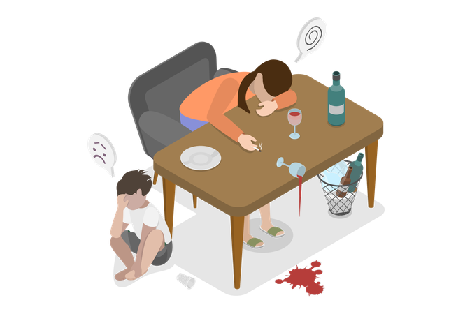 Alcohol and Drug Addiction people  Illustration