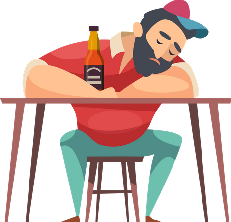 Alcoholic boy Illustration