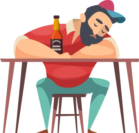 Alcoholic boy Illustration