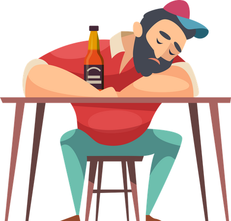 Alcoholic boy  Illustration