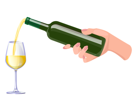 Alcoholic drink pouring into glass for celebration  Illustration