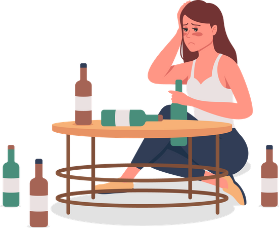 Alcoholic Girl Illustration