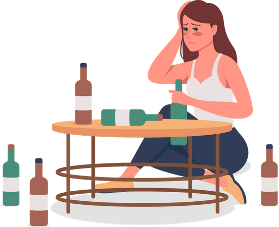 Alcoholic Girl  Illustration