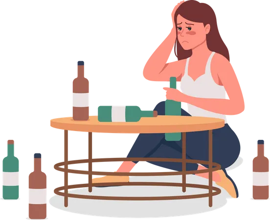 Alcoholic Girl  Illustration