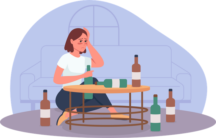 Alcoholic Girl  Illustration