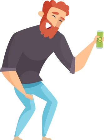 Alcoholic man Illustration
