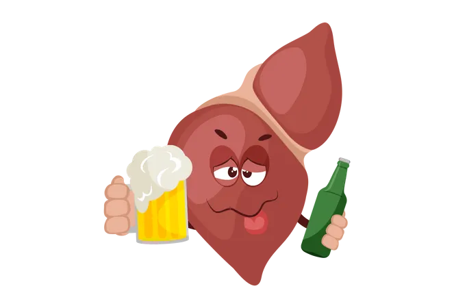 Álcool faz mal ao fígado  Ilustração