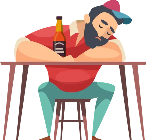 Garoto alcoólatra  Ilustração