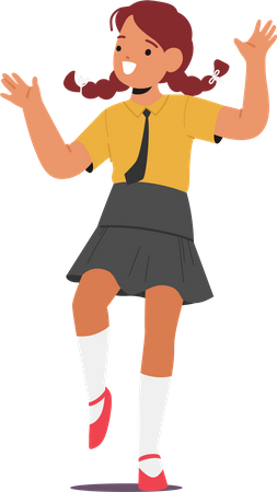 Personagem alegre de menina da escola fazendo uma pose feliz  Ilustração