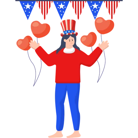 Alegria Patriótica Comemorando um Feliz Dia da Independência  Ilustração