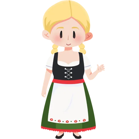 Alemanha Dirndl e Lederhosen menina  Ilustração