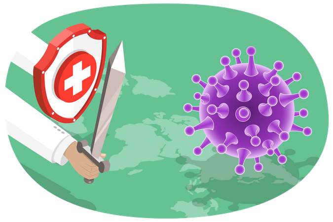 Alert Against Covid -19 Virus and Stop SARS-CoV-2 Disease Pandemic  Illustration
